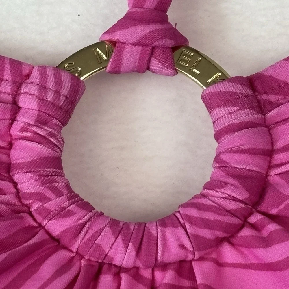 MICHAEL Michael Kors Animal Zebra Print Halter Swimsuit Hot Pink 660 Cerise 10